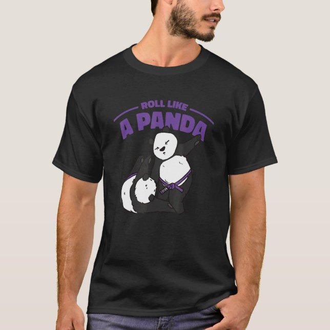 Roll Like A Panda   Jiu Jitsu Purple Belt Panda T-Shirt (Front)