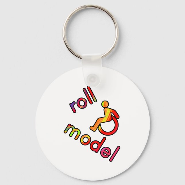 Roll Model - Disability Tees - in bright colors Keychain (Front)