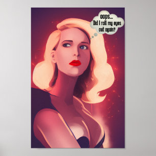 Roll My Eyes Out Loud Funny Pop Art Canvas  Post Poster