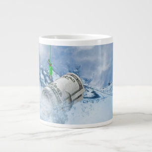 roll of money on fish hook large coffee mug