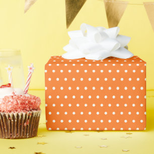 Roll of White Polka Dots on Hallowe'en Orange Wrapping Paper