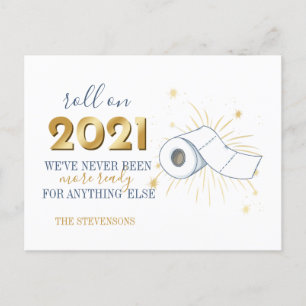 Roll On 2021 Happy New Year Funny Personalize Holiday Postcard