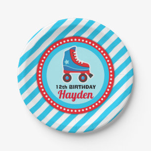Roll on over! Roller Skate Sport Birthday Paper Plate