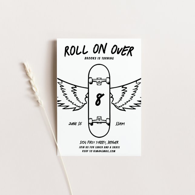 Roll on over Skateboarding Theme Party Invite (Creator Uploaded)