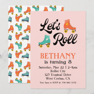 Roll Roller Skate Anniversaire Invitation