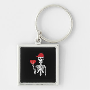 Roll Skeleton Hands Heart Valentines Day Skull Keychain