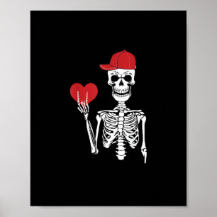 Roll Skeleton Hands Heart Valentines Day Skull Poster
