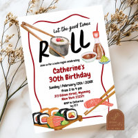 Roll Sushi Night Japonais Anniversaire Invitation
