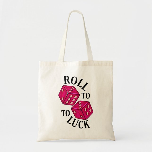 Roll to Luck – Embroidered Dice Tote Bag (Front)