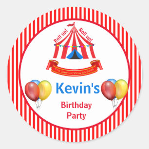 Roll up! Roll up! Circus Birthday Party Classic Round Sticker