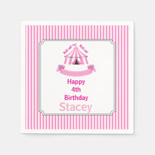 Roll up! Roll up! Circus Birthday Party Pink Napkin