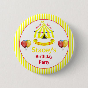 Roll up! Roll up! Circus Birthday Party Yellow 2 Inch Round Button