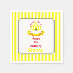 Roll up! Roll up! Circus Birthday Party Yellow Napkin