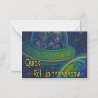 roll up the window alien UFO humour science fictio Card
