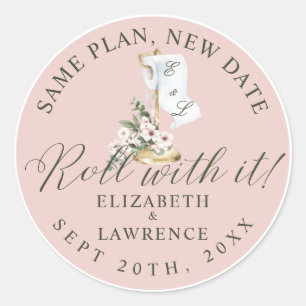 Roll With It Elegant Cherry Blossom & Toilet Paper Classic Round Sticker