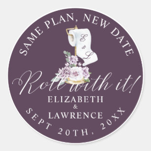 Roll With It Elegant Violet Florals & Toilet Paper Classic Round Sticker
