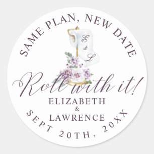 Roll With It Elegant Violet Florals & Toilet Paper Classic Round Sticker