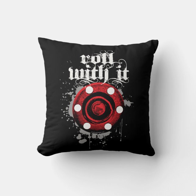 Roll With It (Roller Hockey) Throw Pillow (Front)