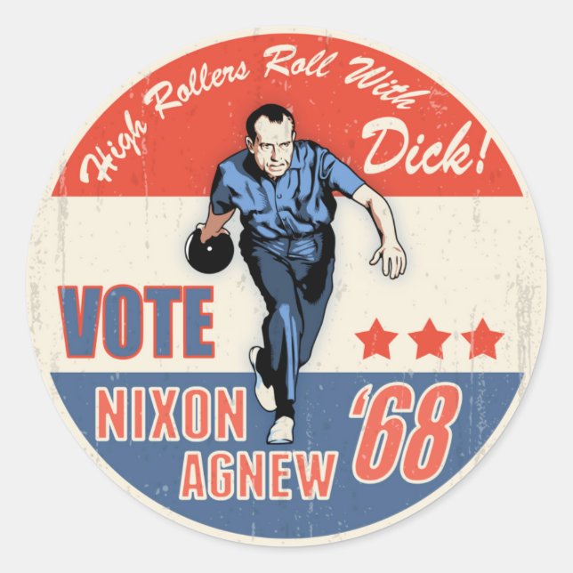 Roll With Nixon Classic Round Sticker (Front)
