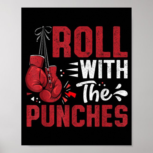 Roll with The Punches Boxing Motivation Quote Poster (Front)