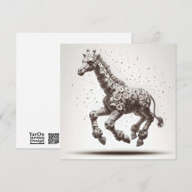 Rolled Magazine Paper Giraffe Greeting Card (Front/Back)