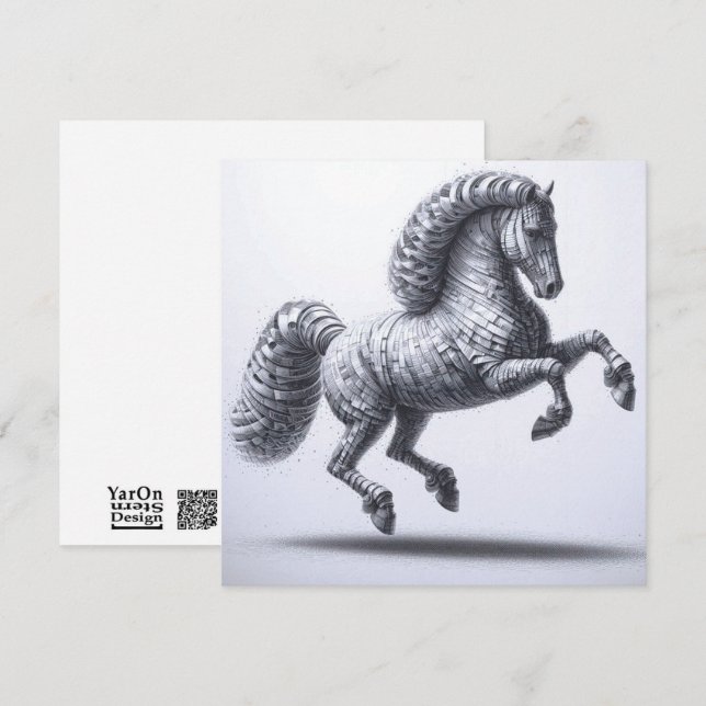 Rolled Magazine Paper Horse Greeting Card (Front/Back)