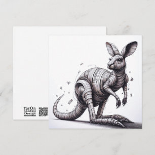 Rolled Magazine Paper Kangaroo Greeting Card
