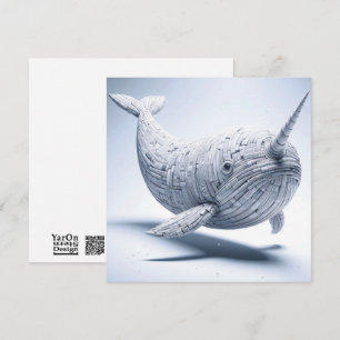 Rolled Magazine Paper Narwhal Greeting Card