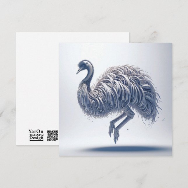 Rolled Magazine Paper Ostrich Greeting Card (Front/Back)