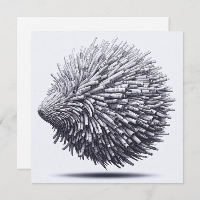 Rolled Magazine Paper Porcupine Greeting Card (Front/Back)