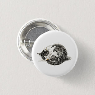 Rolled up lying sleeping cat (1825) 1 inch round button