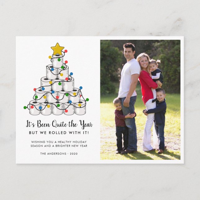 Rolled With It Toilet Paper Christmas Tree Photo Holiday Postcard (Front)