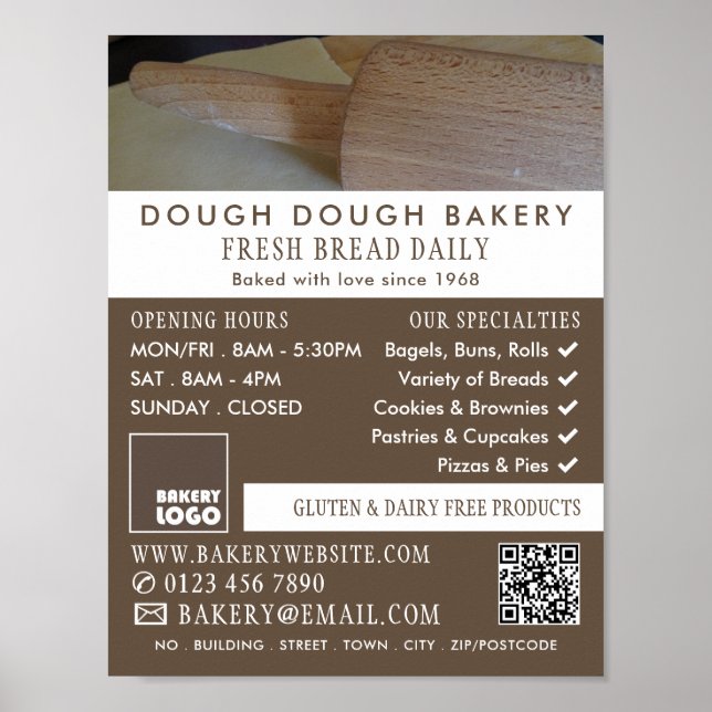 Roller and Pastry, Bakers, Bakery Store Advert Poster (Front)