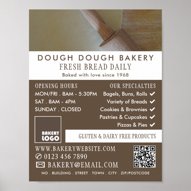 Roller and Pastry, Bakers, Bakery Store Advert Poster (Front)