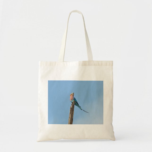 Roller Bird On A Pole, Botswana. Tote Bag (Front)