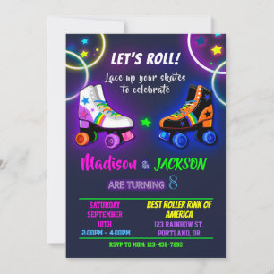 Roller birthday invitation for Boy and Girl