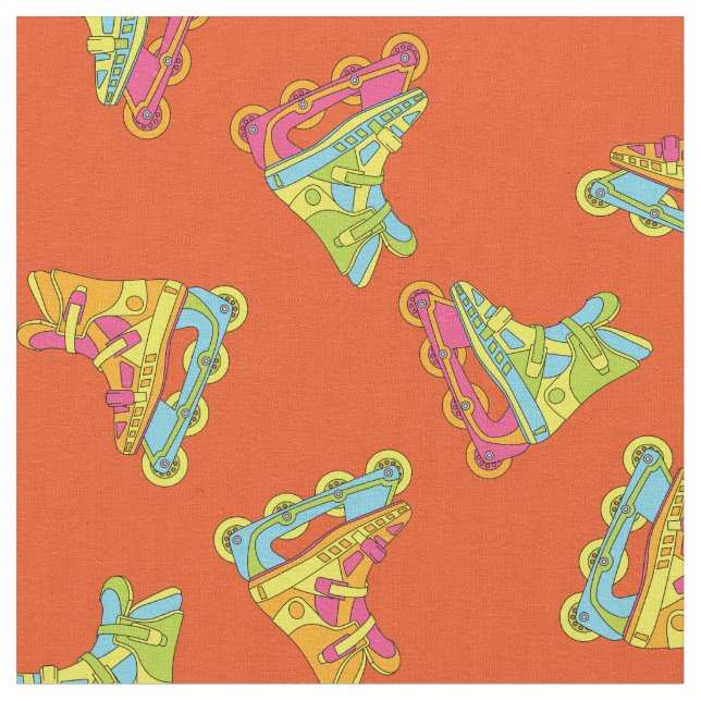 Roller Blades 90's Cute Skates Fabric (Close Up)