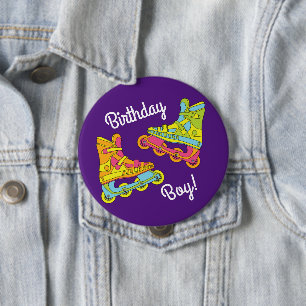 Roller Blades Skates Kids Birthday Party Skating 4 Inch Round Button
