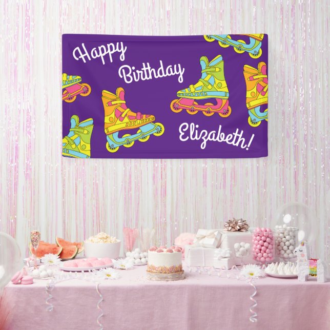 Roller Blades Skates Kids Birthday Party Skating Banner (Party)