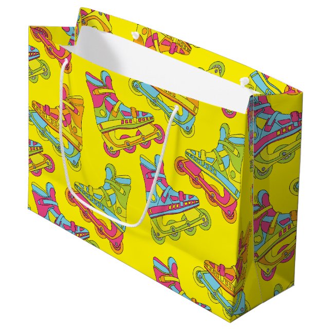 Roller Blades Skates Kids Birthday Party Skating Large Gift Bag (Front Angled)