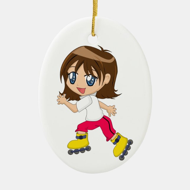 Roller Blading Girl Ornament (Front)
