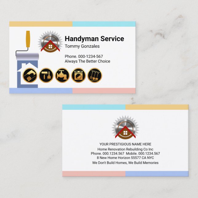Roller Brush Painting Handyman Tools Business Card (Front/Back)