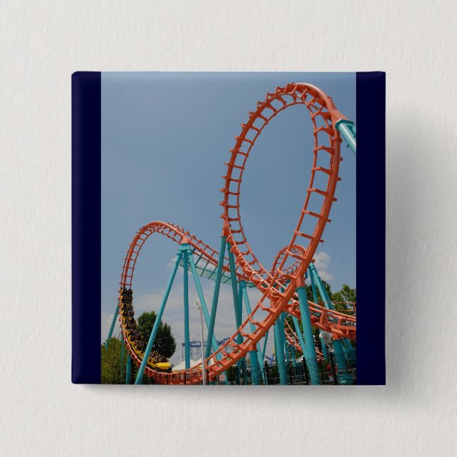 Roller Coaster 2 Inch Square Button (Front)