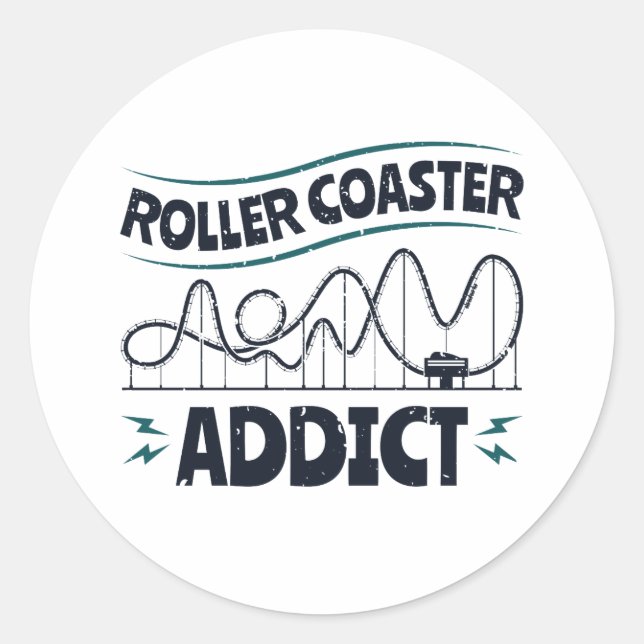 Roller Coaster Addict Classic Round Sticker (Front)