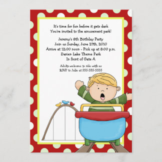 Roller Coaster Amusement Park 5x7 Birthday Invitation