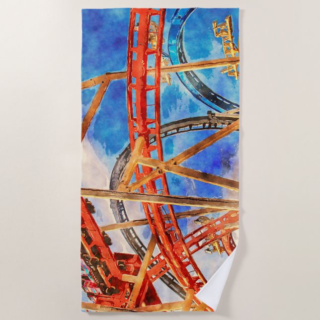 Roller coaster at the beach beach towel (Front)