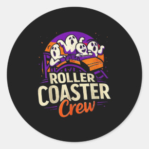 Roller Coaster Boo Crew Funny Halloween Ghost Amus Classic Round Sticker