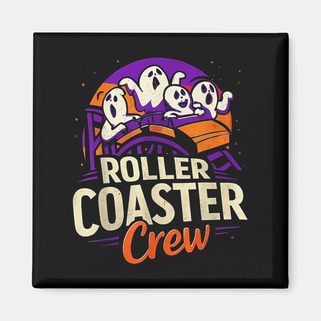 Roller Coaster Boo Crew Funny Halloween Ghost Amus Magnet (Front)