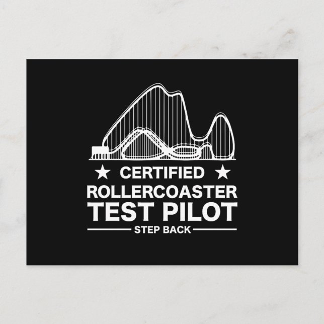 Roller Coaster Certified Test Pilot Enthusiasts Postcard (Front)