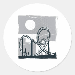 Roller coaster classic round sticker